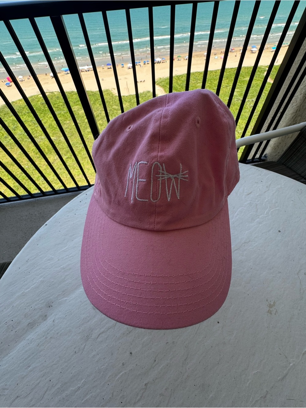 Pink 'MEOW' Embroidered Baseball Cap